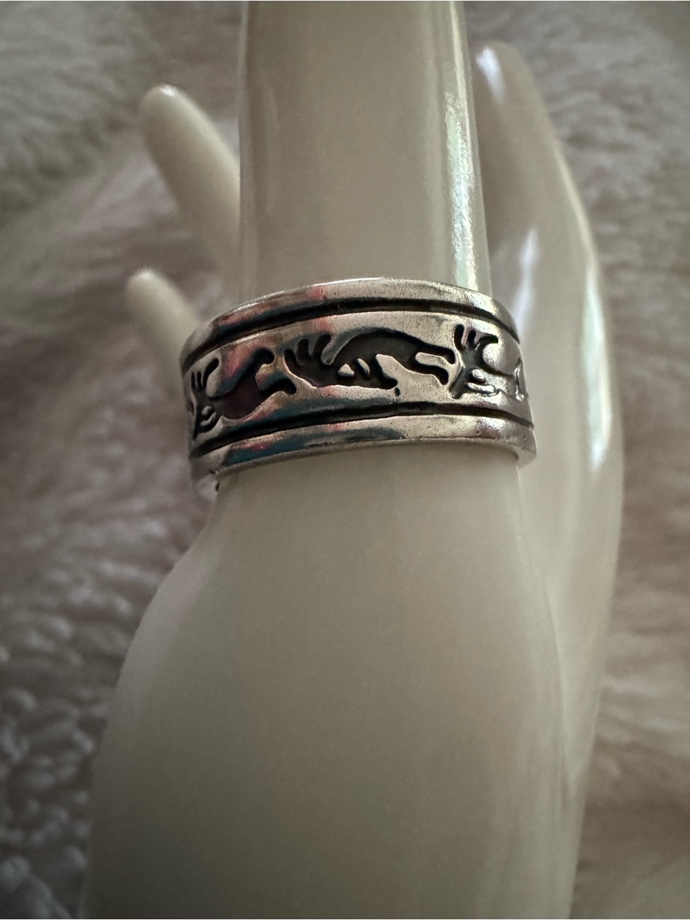 Vintage Kokopelli Wedding Band Navajo Sterling Silver Ring Size 8.5